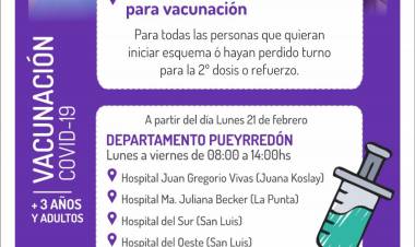 Desde este lunes se vacunará en los hospitales de referencia del Departamento Pueyrredón