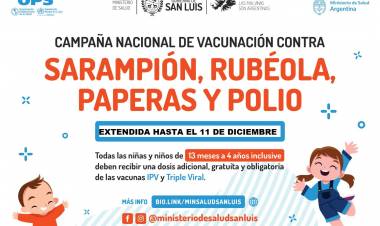 Campaña Nacional de Vacunación, hasta el 11 de diciembre