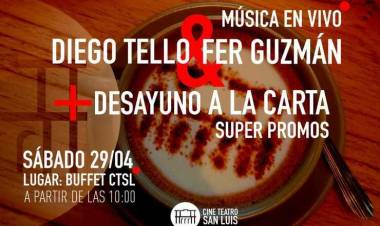 Desayuno y música en vivo en el Cine Teatro San Luis