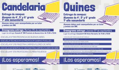 Esta semana entregarán netbooks en Candelaria y Quines