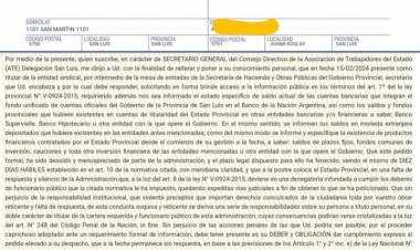 ATE irá a la Justicia porque Poggi Ordóñez, no quieren mostrar el Estado de la Provincia Última Carta Documento 