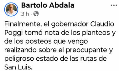 Bartolo dice que  por sus evidencias de rutas destruidas, Poggi por vergüenza, empezó a arreglar algunas .