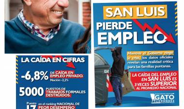 Gato Fernández:San Luis perdió él triple de empleo  que él promedio Nacional. 5000 menos. Poggi cree que con las Tubi los recupera . Desastrosa situación 