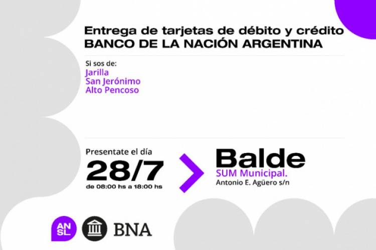 BALDE: entrega de las tarjetas del BNA