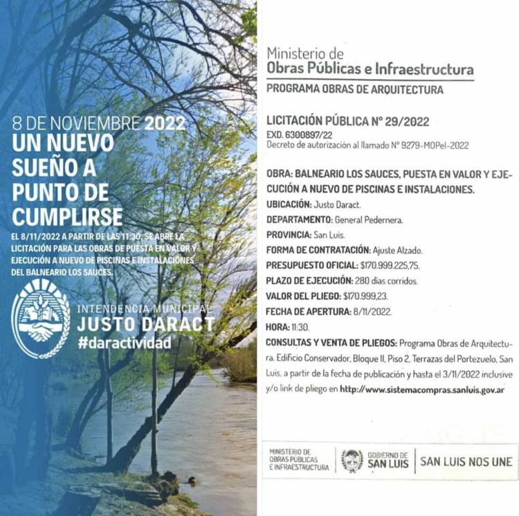 Daract “Licitan el Balneario Los Sauces que cambiará la historia “Es un sueño que se cumple dice Alfredo Domínguez 