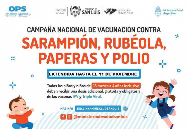 Campaña Nacional de Vacunación, hasta el 11 de diciembre