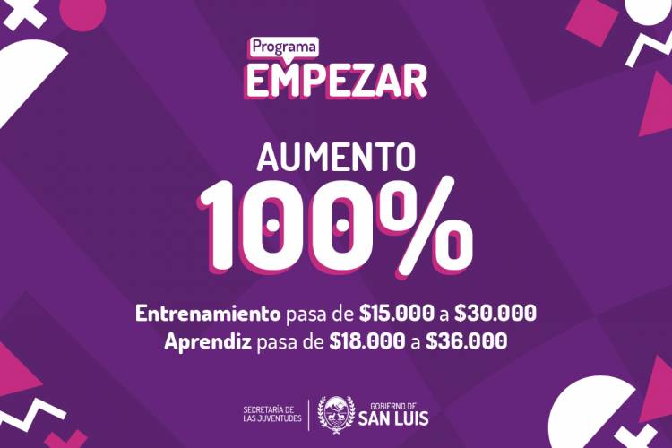 BENEFICIARIOS DEL PLAN EMPEZAR COBRARÁN EL DOBLE