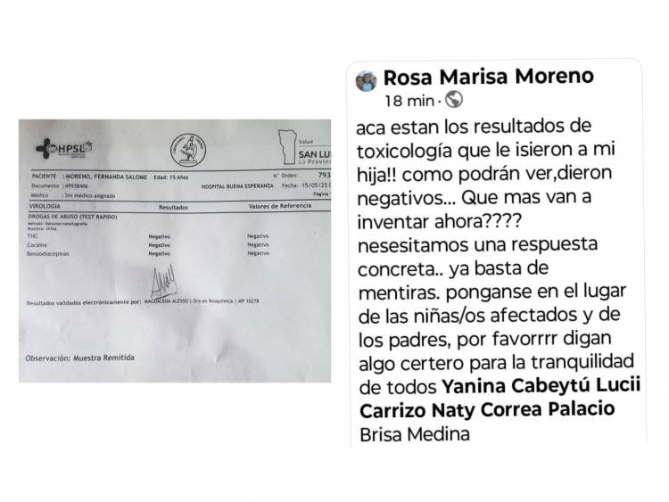 Buena Esperanza No hay drogas ni pastillas.El Policlínico a pedido de una madre desmintió al Gobierno.. Escándalo que pretenden callar prepoteando con denuncias .
