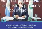 San Luis de pagar antes del mes anterior , a pagar en dos veces.La justificación para endeudar la Provincia .Pareciera que no recibiera Coparticipación. Inclusión a la miseria total .Que deuda dejó Poggi en su gestión anterior.