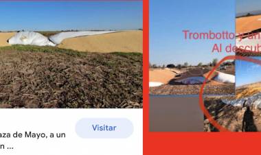 Farsa institucional de Trombotto con fotos de silobolsas sacadas del Google 