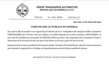 ESTE MARTES HABRÁ PARO DEL TRANSPORTE DE PASAJEROS