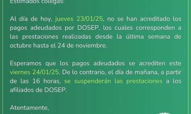 Si no paga el Gobierno hoy, él Círculo Médico corta a DOSEP. Desde noviembre que no pagan .