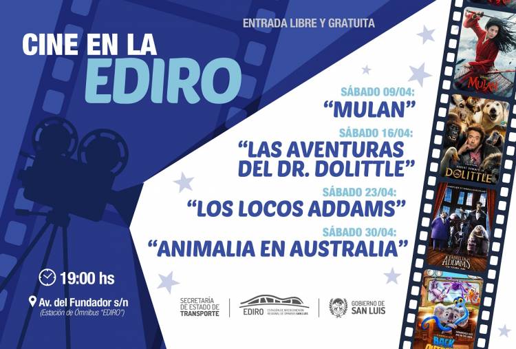 La grilla de abril del cine gratuito en la EDIRO