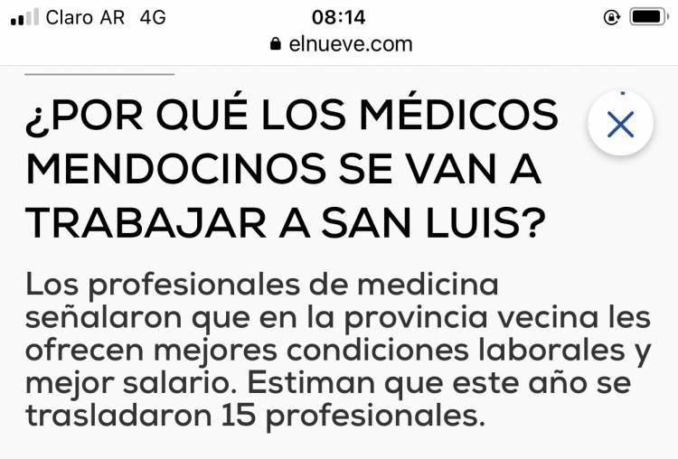 Hablan los médicos de Mendoza que se vinieron a San Luis .Clarito porque lo hacen 