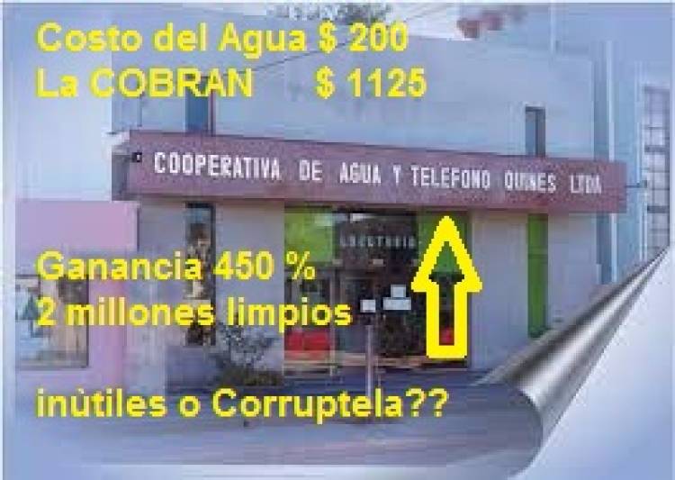 Quines :$ 200 pesos le cobra hoy San Luis Agua a la Cooperativa que la cobra $ 1135.Quien se la lleva?Inutilidad???Nùmeros que no cierran.$ 2 palos limpios. quedan.