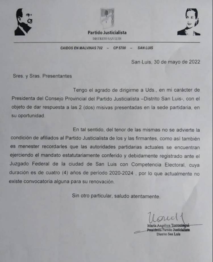 El PJ dice que el Adolfismo deberá afiliarse para estar adentro..Afiliados a otro partido no es posible, salvo en alianza .