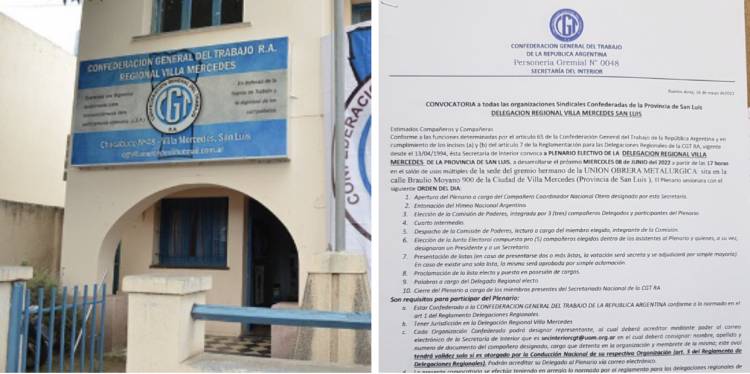 Suspenden plenario electivo  CGT Villa Mercedes.Causas y razones.Quien tiene la mayorìa?