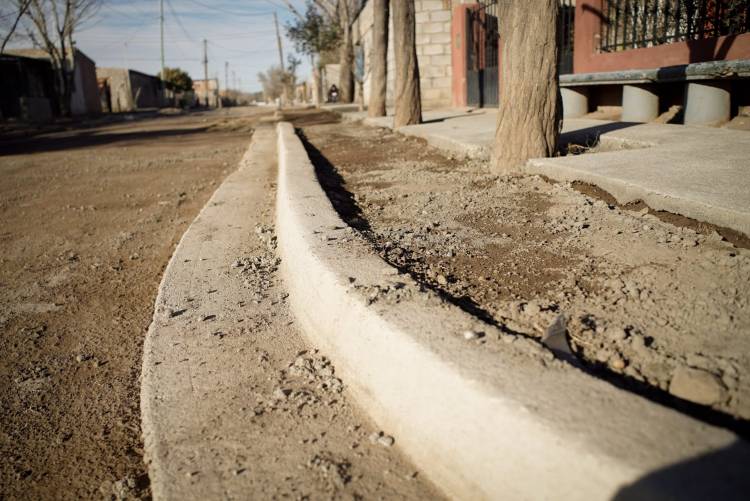 Ciudad de San Luis: avanza el asfaltado en el Eva Perón