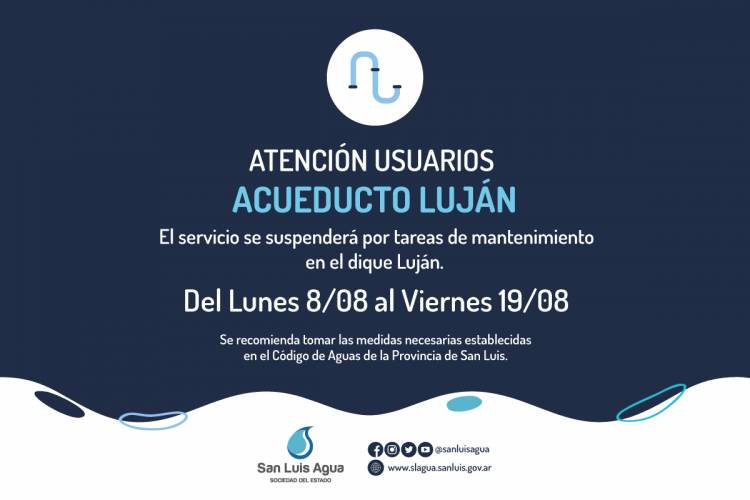 LUJÁN: realizarán tareas de mantenimiento en el dique