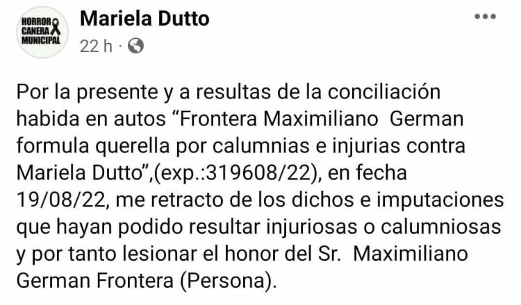 Otra retractación contra Frontera . Las barbaridades tienen límite cuando se miente 