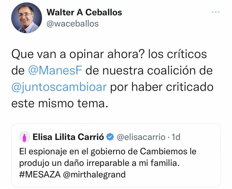 Walter Ceballos a fondo defendió a Manes , luego de los dichos de Carrio y Alconada Mon