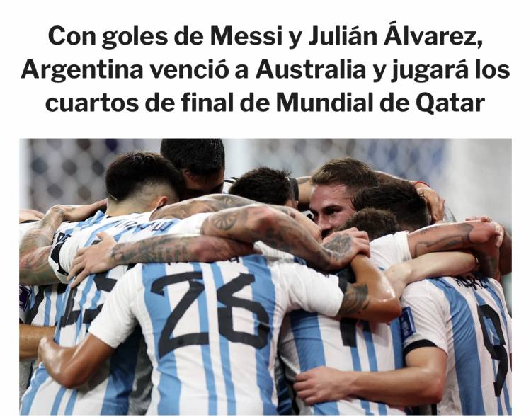 Argentina en 4 de final . Notable partido de Messi 