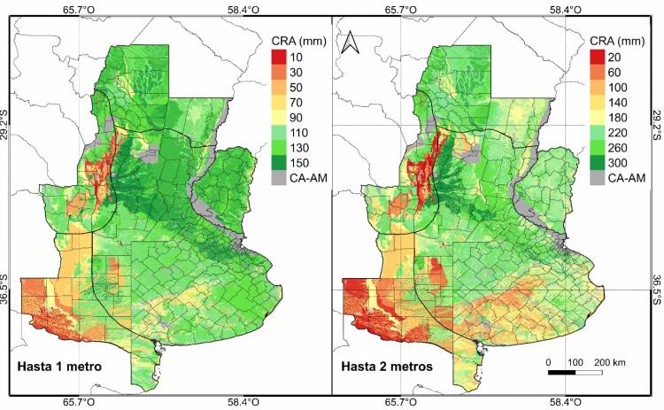 Mapas sobre la cantidad de agua que puede retener el suelo