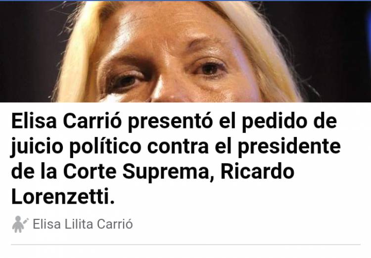 Juicio a la Corte.Carrio mantiene el suyo contra Lorenzetti 