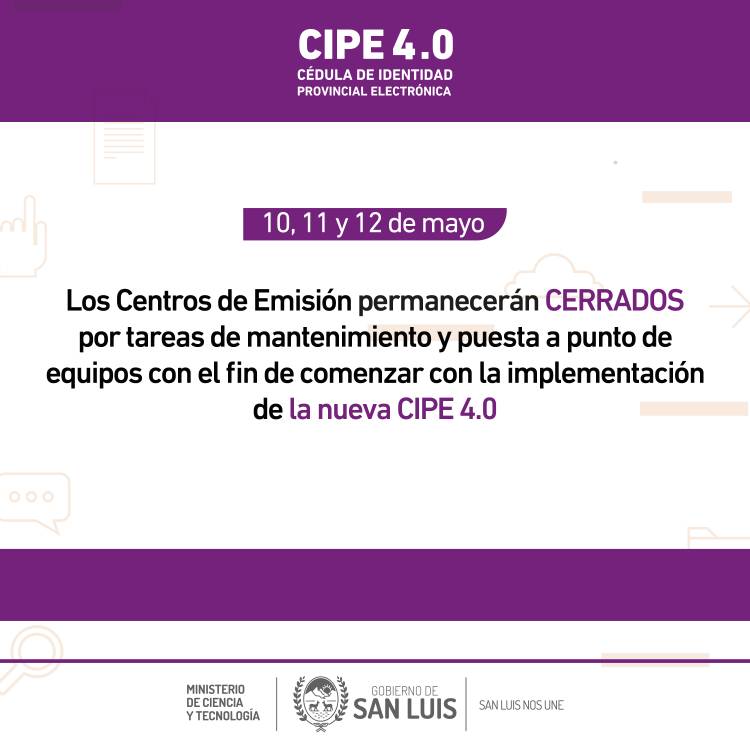 Mantenimiento programado: la CIPE se renueva