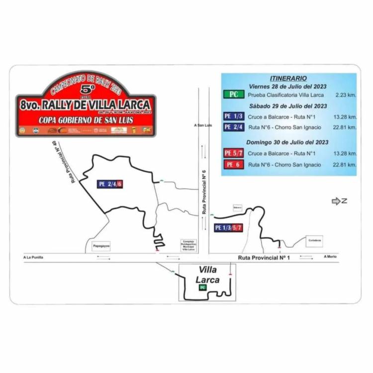 RALLY PUNTANO: Villa Larca tiene  su recorrido definido