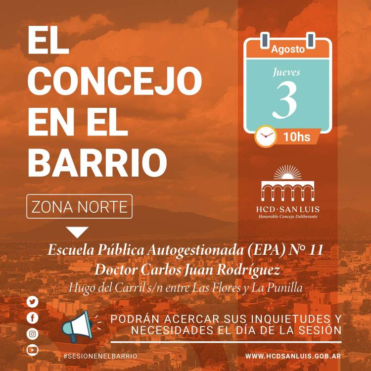  “CONCEJO EN LOS BARRIOS”: EL JUEVES 3 EN LA ZONA NORTE