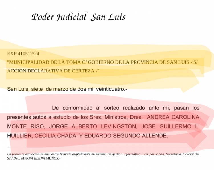 Tratado de La Toma:El Superior Tribunal ya lo analiza .El Procurador dijo que es procedente.La Sentencia podría impactar fuertemente, ya que están en danza la validez de los DNU dictados por Poggi.La prueba clave que desvelaría si la anterior gestión dejó fundida la Provincia con un oficio al Nación.Las consecuencias económicas y Jurídicas que podría haber 