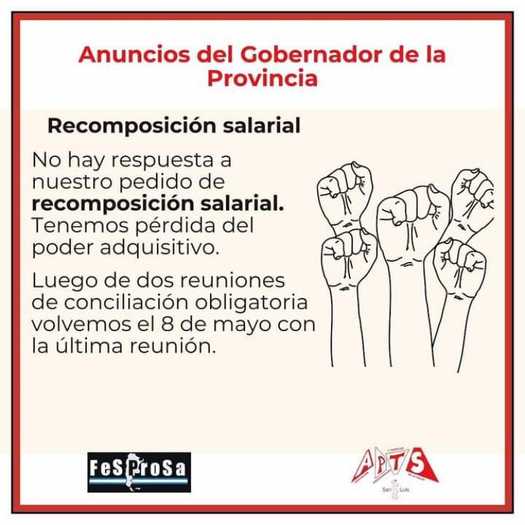 APTS rechazó los anuncios de Poggi.Piden recomposición y en contra del desbloqueo de título .