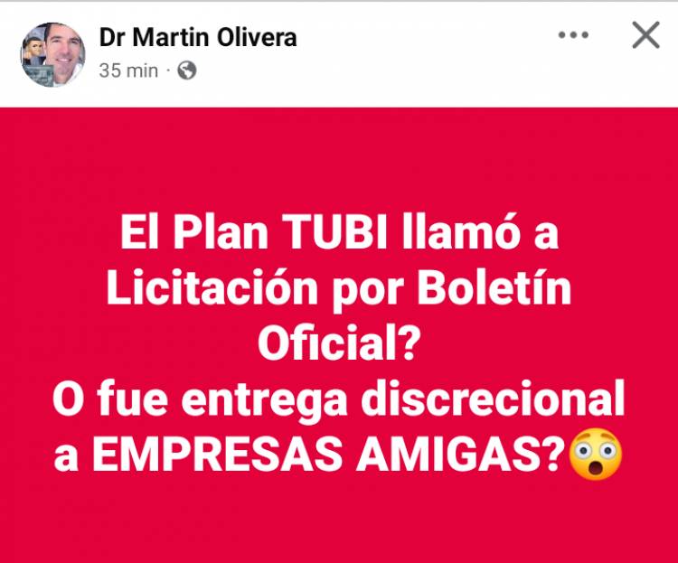 Olivera dice que lo de las TUBI,  es corrupción diacrecional .Los sobreprecios derecho a la Justicia .