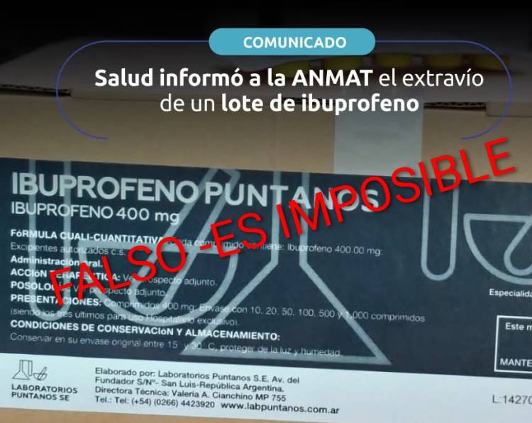 Otro escándalo: el Gobierno dice que se le extraviaron 8 mil tabletas de IBUPROFENO. Imposible o se las robaron .Se lo dijeron al ANMAT por las dudas 