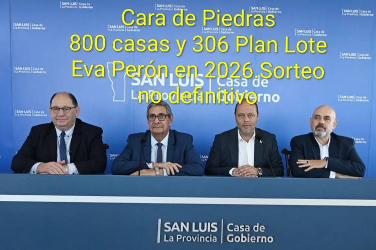 En 2026 Poggi hará 800 casas y 309 de Plan Lote Eva Perón. Fin del verso. Son menos que las del Gobierno anterior. Sospechas por él sorteo, que no será definitivo 